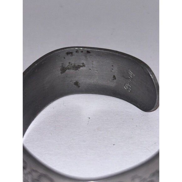 Vintage Kirk Stieff Pewter Cuff 70s Bracelet Poppies 900-B - Picture 2 of 5